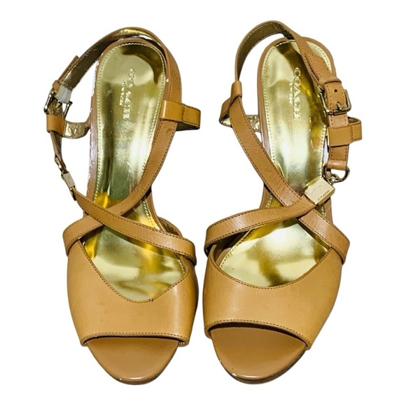 Coach Wendelle Platform Stiletto Heels with Ankle Straps in Ginger Brown Color - Picture 4 of 9